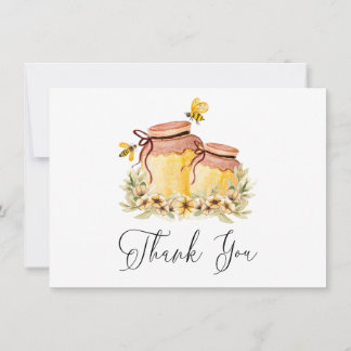 Tarjeta de agradecimiento plana de abeja acuarela 