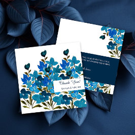 Tarjeta de agradecimiento plana de acuarela azul c