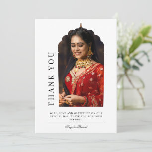 Tarjeta de agradecimiento plana de arco tradiciona