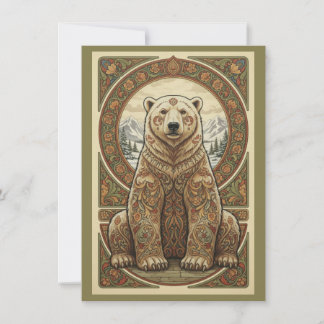 Tarjeta de agradecimiento plana de arte de oso pol