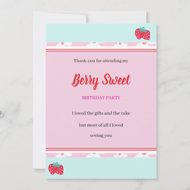 Tarjeta de agradecimiento plana de Berry Sweet Fie (Anverso)