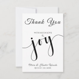 Tarjeta de agradecimiento plana de boda con guión