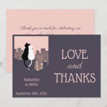 Tarjeta de agradecimiento plana de boda con tema d