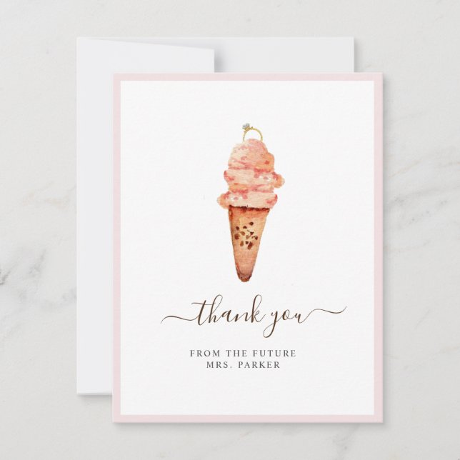 Tarjeta de agradecimiento plana de boda de helado (Anverso)