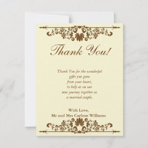 Tarjeta de agradecimiento plana de boda elegante m