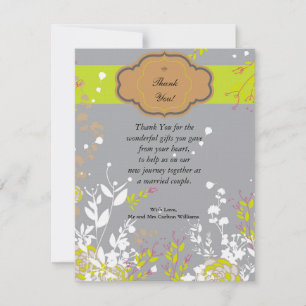 Tarjeta de agradecimiento plana de boda floral mar