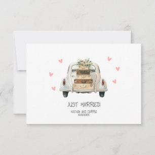 Tarjeta de agradecimiento plana de boda recién cas