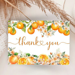 Tarjeta de agradecimiento plana de Citrus Naranja 