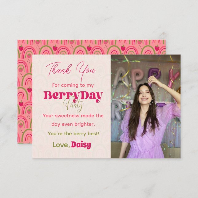 Tarjeta de agradecimiento plana de cumpleaños - Be (Anverso / Reverso)