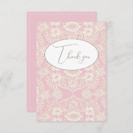 Tarjeta de agradecimiento plana de encaje falso pa