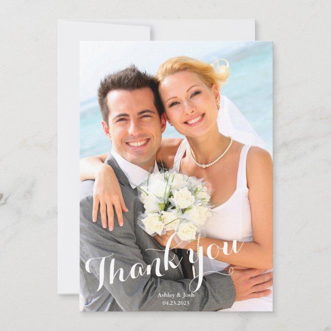 Tarjeta de agradecimiento plana de escritura blanc (Anverso)