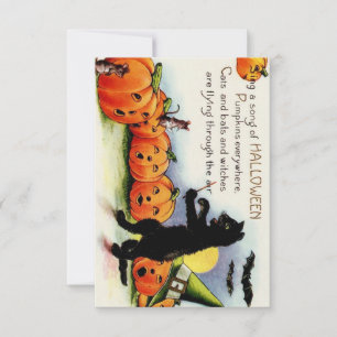 Tarjeta de agradecimiento plana de gato de Hallowe