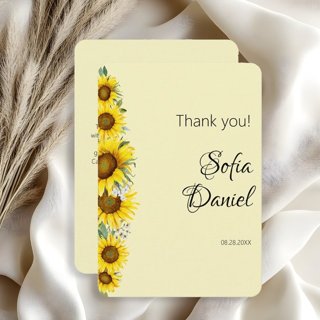 Tarjeta de agradecimiento plana de girasol acuarel (Subido por el creador)
