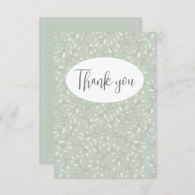Tarjeta de agradecimiento plana de hoja verde abst (Anverso / Reverso)