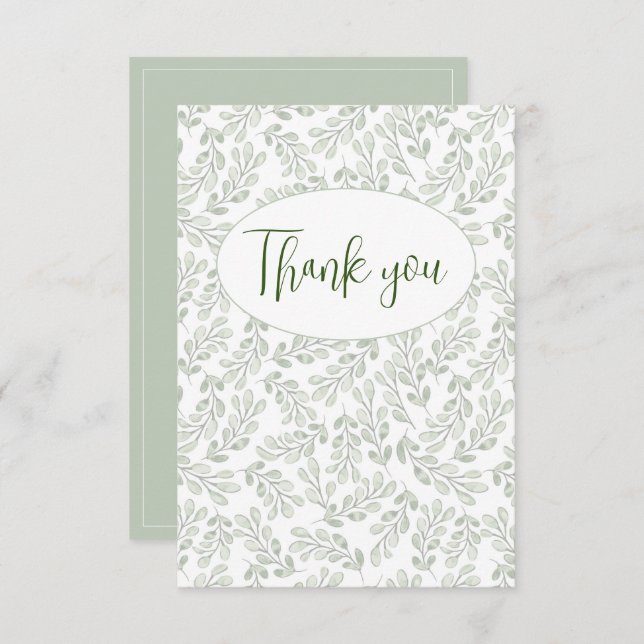 Tarjeta de agradecimiento plana de hojas verdes (Anverso / Reverso)