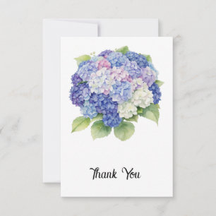 Tarjeta de agradecimiento plana de hortensias