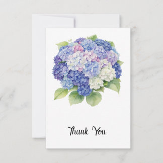 Tarjeta de agradecimiento plana de hortensias