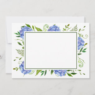 Tarjeta de agradecimiento plana de Hortensias Azul
