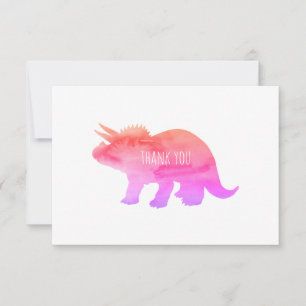 Tarjeta de agradecimiento plana de los triceratops