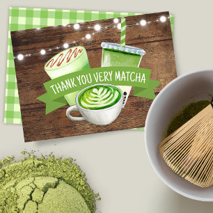 Tarjeta de agradecimiento plana de Matcha