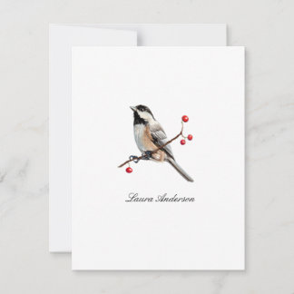 Tarjeta de agradecimiento plana de pájaro Carboner