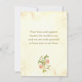Tarjeta de agradecimiento plana de Rosa antiguo 4.