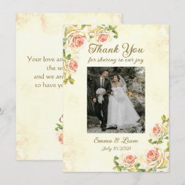 Tarjeta de agradecimiento plana de Rosa antiguo 4.