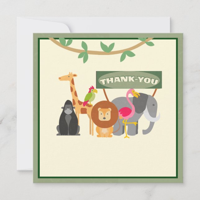 Tarjeta de agradecimiento plana de safari de cumpl (Anverso)