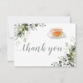 Tarjeta de agradecimiento plana de té y vegetación