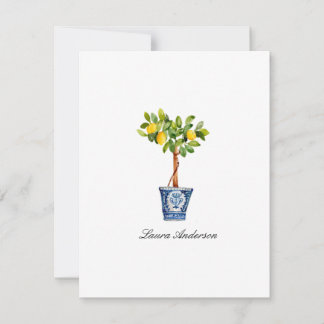 Tarjeta de agradecimiento plana de topiaria de lim