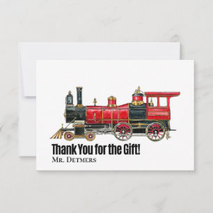 Tarjeta de agradecimiento plana de tren vintage es