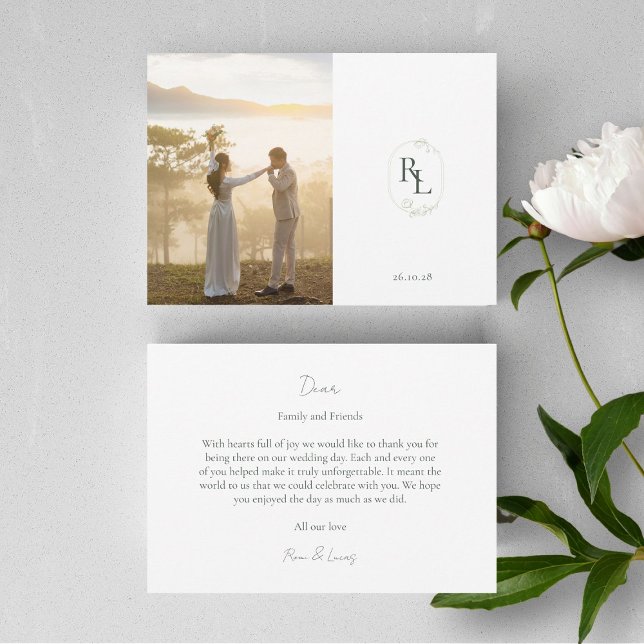 Tarjeta de agradecimiento plana de un Boda monogra (Subido por el creador)