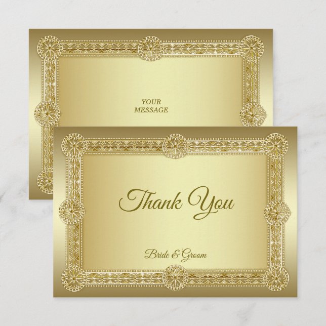 Tarjeta de agradecimiento plana decorativa de oro (Anverso / Reverso)