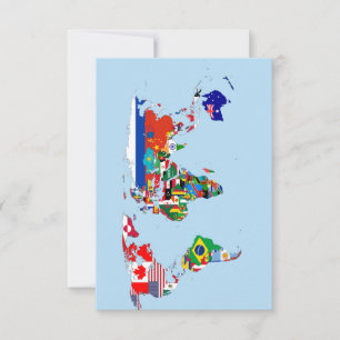 Tarjeta de agradecimiento plana del Mapa Mundial d