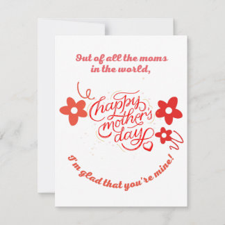 Tarjeta de agradecimiento plana, Día de la Madre