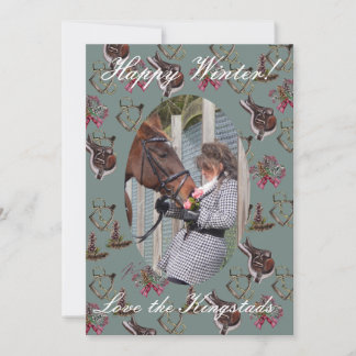 Tarjeta de agradecimiento plana ecuestre festiva