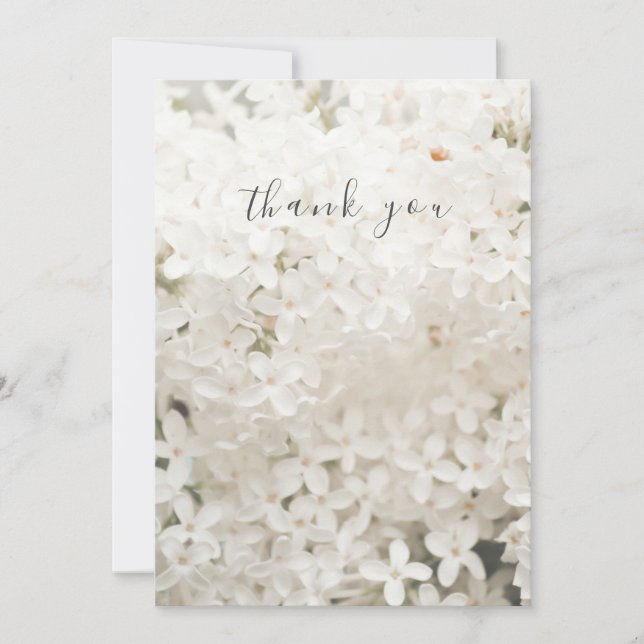 Tarjeta de agradecimiento plana floral blanca eleg (Anverso)