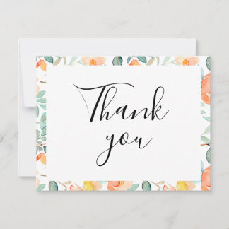 Tarjeta de agradecimiento plana floral colorida
