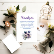 Tarjeta de agradecimiento plana floral de pavo rea