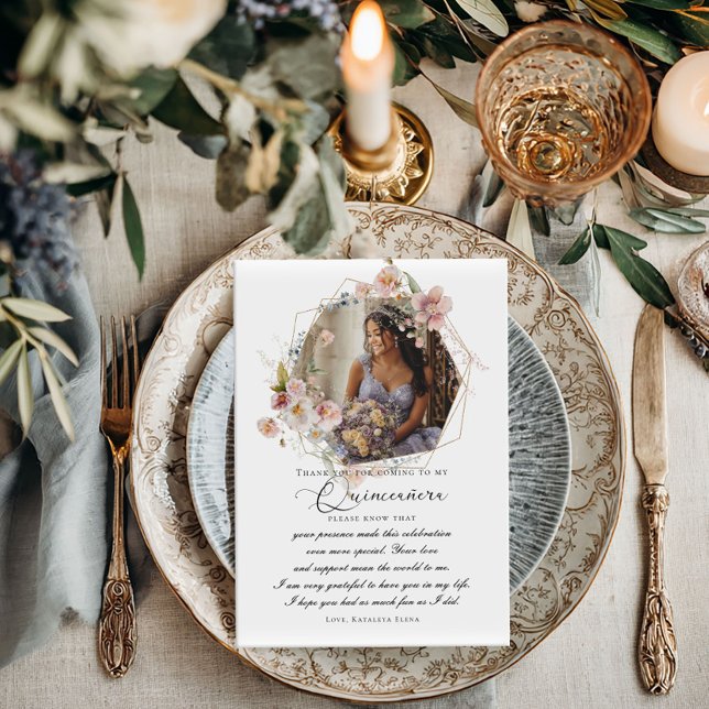 Tarjeta de agradecimiento plana fotográfica Quince (Subido por el creador)