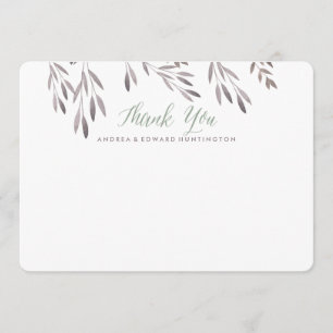 Tarjeta de agradecimiento plana para boda de flore