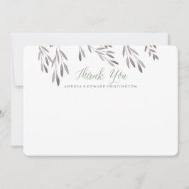 Tarjeta de agradecimiento plana para boda de flore