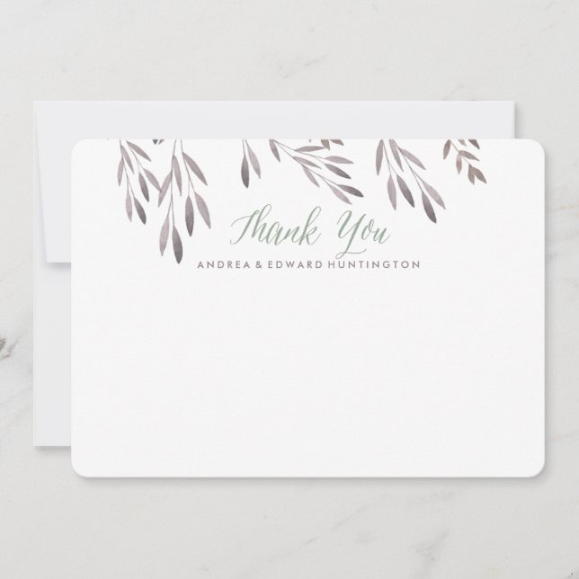 Tarjeta de agradecimiento plana para boda de flore (Anverso)