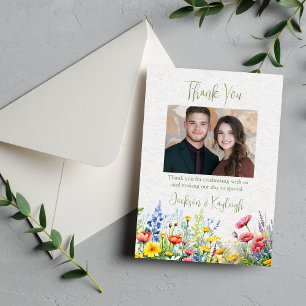 Tarjeta de agradecimiento plana para Bodas de flor
