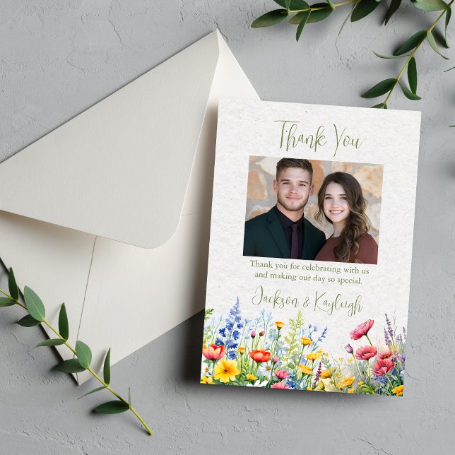 Tarjeta de agradecimiento plana para Bodas de flor (Subido por el creador)
