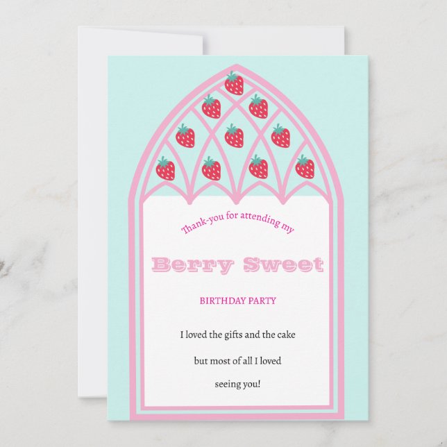 Tarjeta de agradecimiento plana para niños Berry S (Anverso)