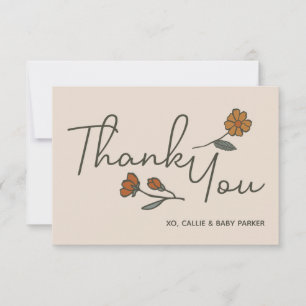 Tarjeta de agradecimiento plana personalizada Boho