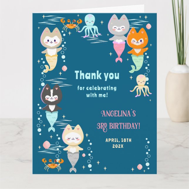 Tarjeta de agradecimiento plana por el tercer cump (Anverso)