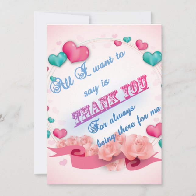 Tarjeta de agradecimiento plana rosa (Anverso)