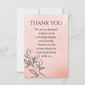 Tarjeta de agradecimiento plana rosa sonrojado